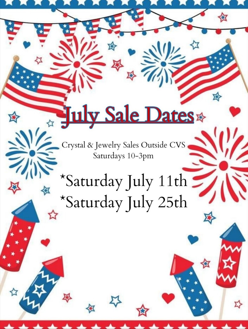 July pop-up Sale Dates